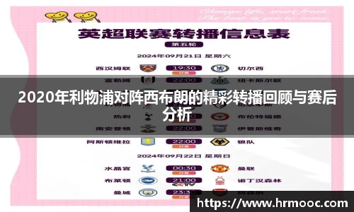 2020年利物浦对阵西布朗的精彩转播回顾与赛后分析