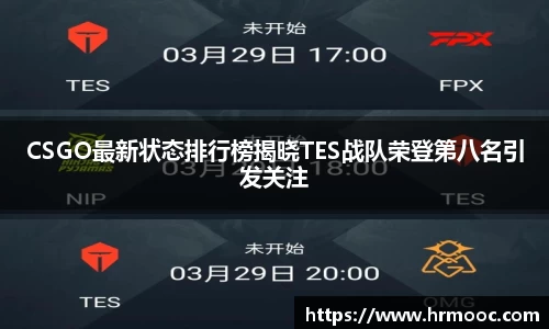 CSGO最新状态排行榜揭晓TES战队荣登第八名引发关注